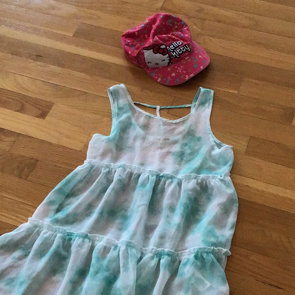 Teal and white cloudy tye die cover up